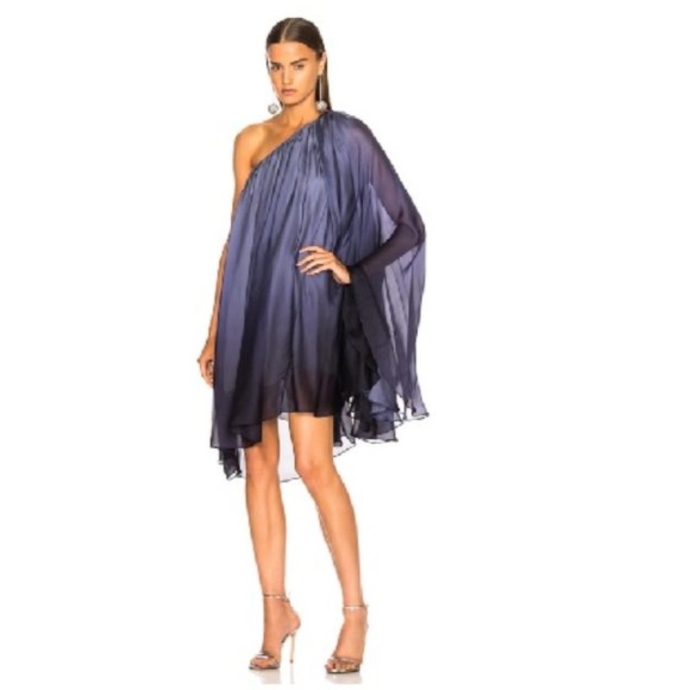 CAROLINE CONSTAS Ancel Silk One-Shoulder Dress